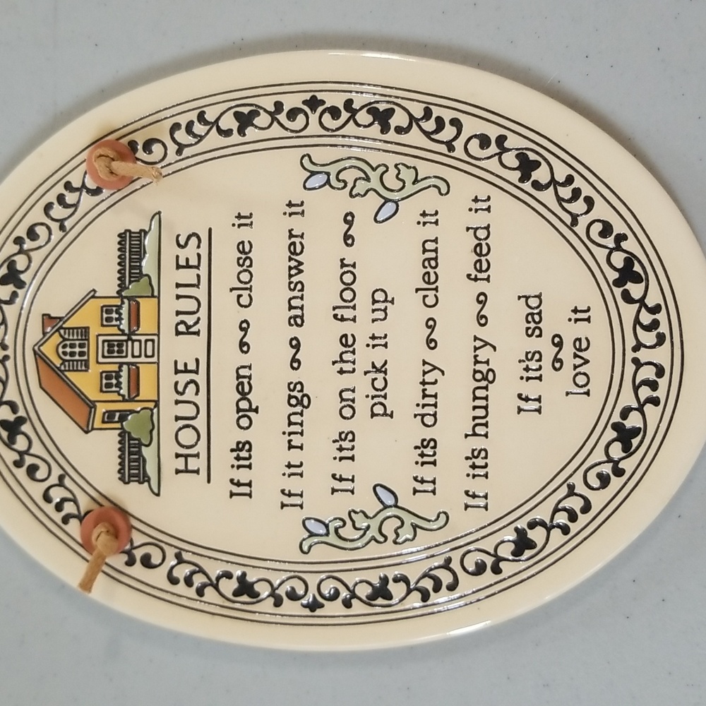Genuine Trinity Pottery Handcrafted In Wisconsin USA Plaque House Rules - Picture 2 of 6
